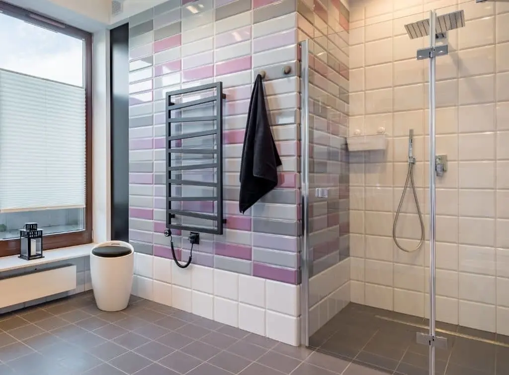 Subway tiles in fun wet room design