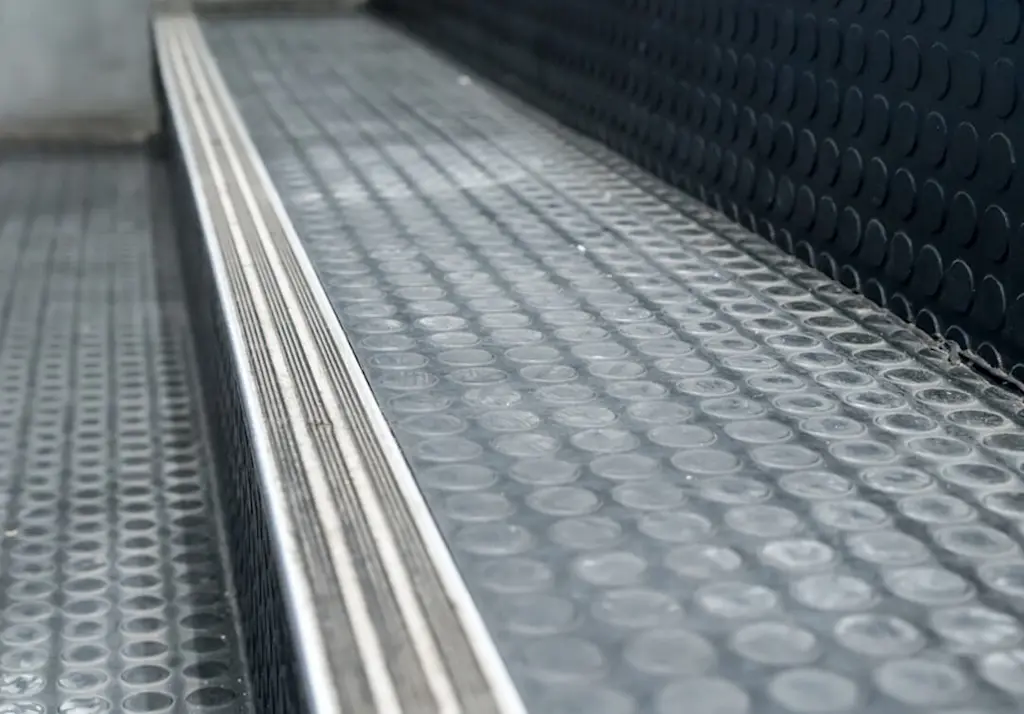Safety flooring installed on stairs