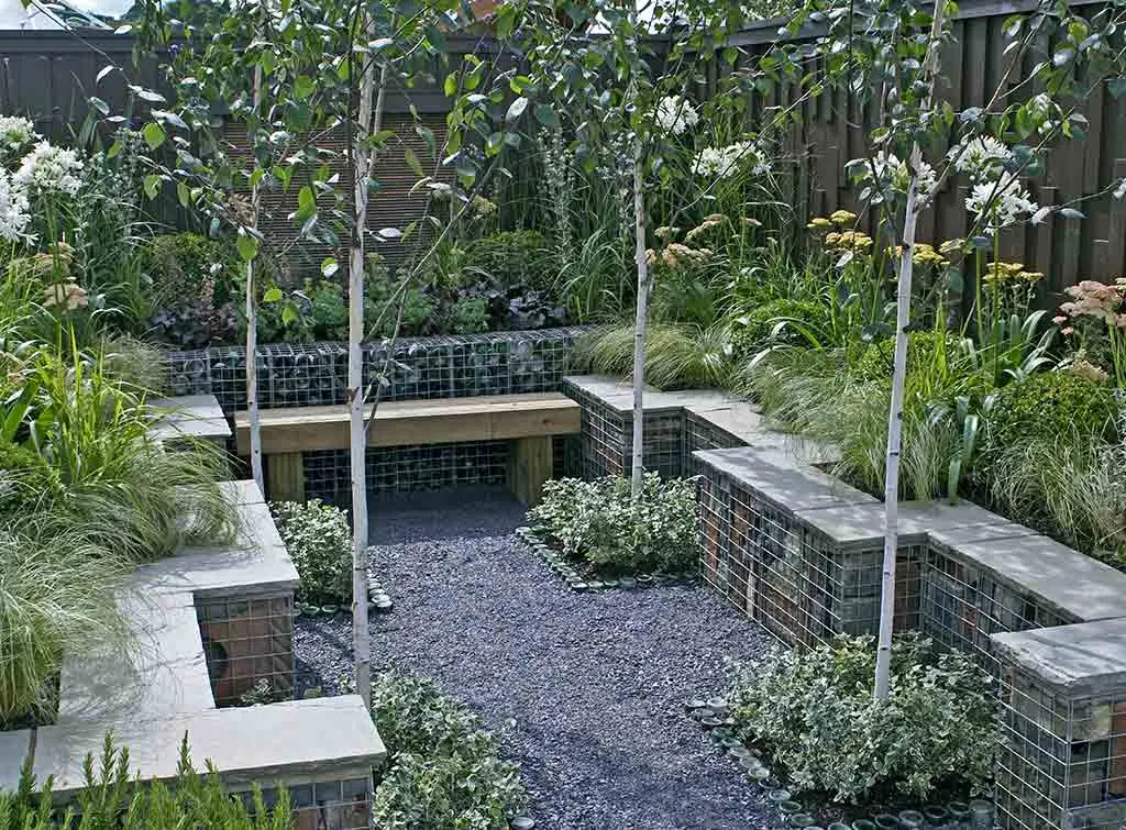 Seating area in courtyard design