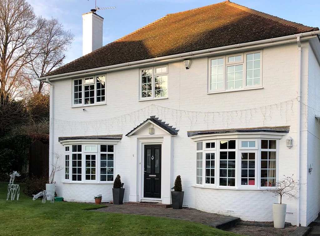 Circle bay windows on a traditional home