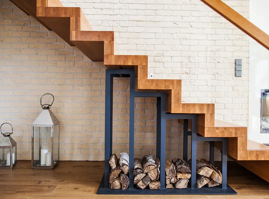 under stairs log storage