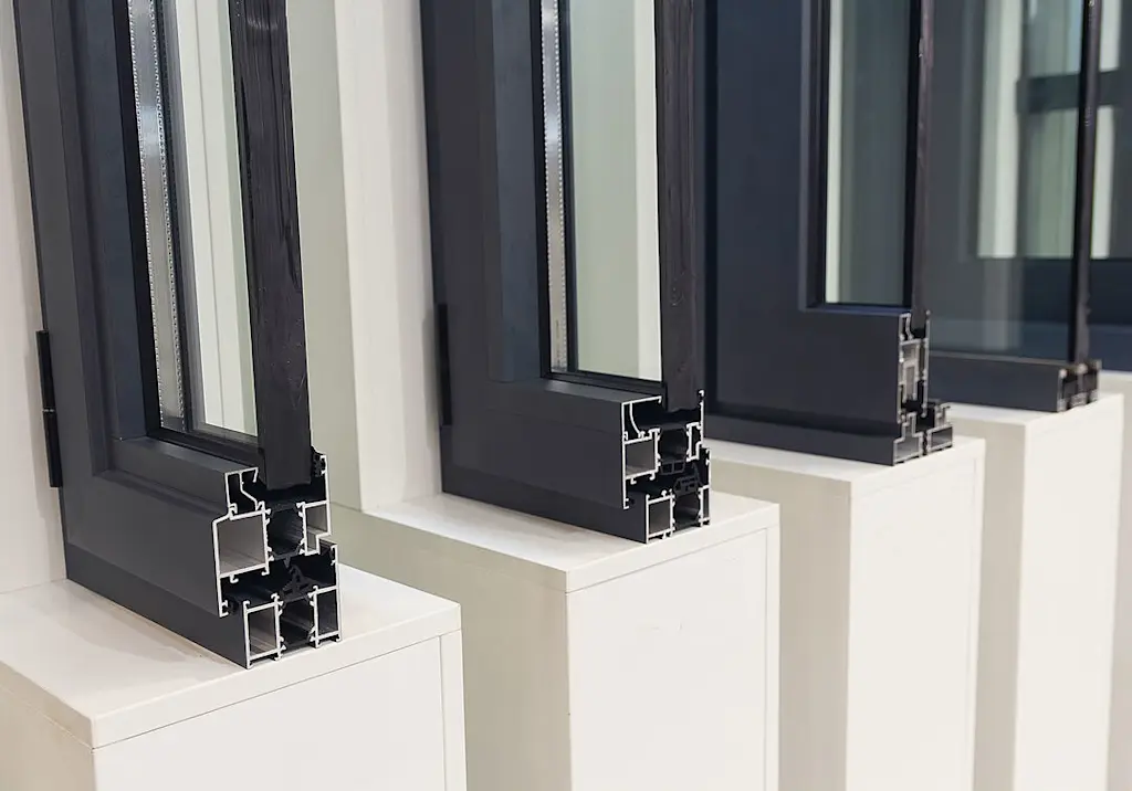 Aluminium window frame cross section samples resized
