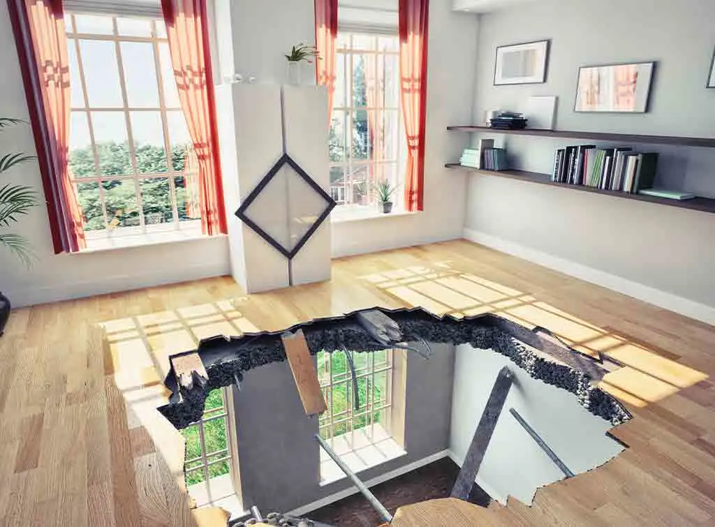 Broken floor as a result of renovation mistake