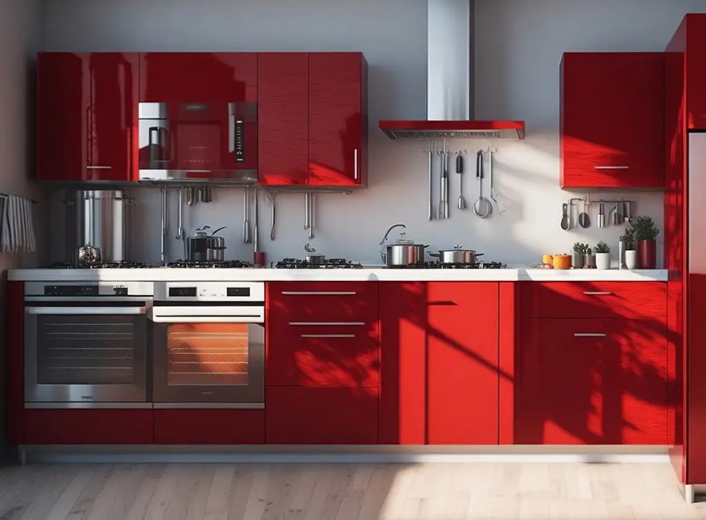 Red kitchen concept generated by AI