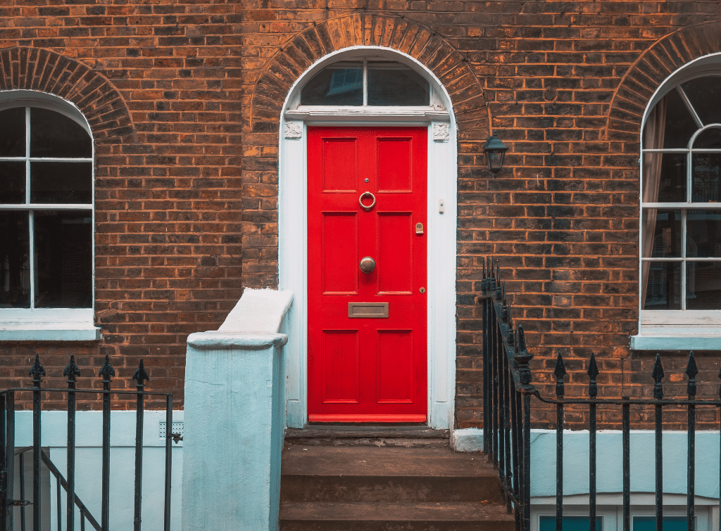 red front door ideas for brick house