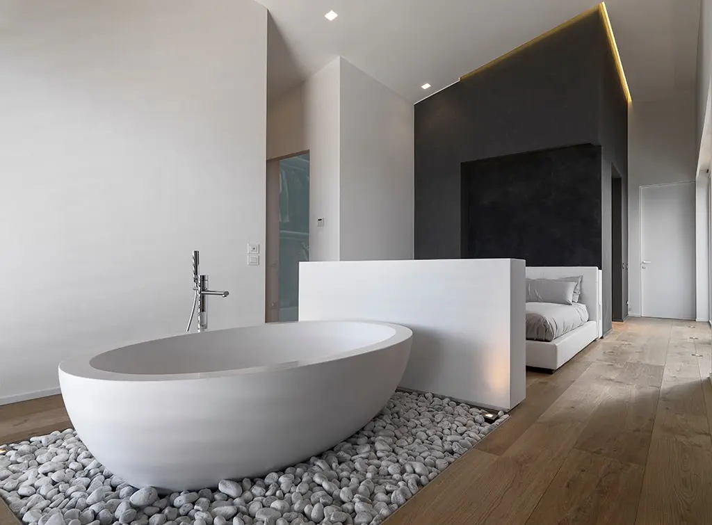 coastal inspired freestanding bath feature 