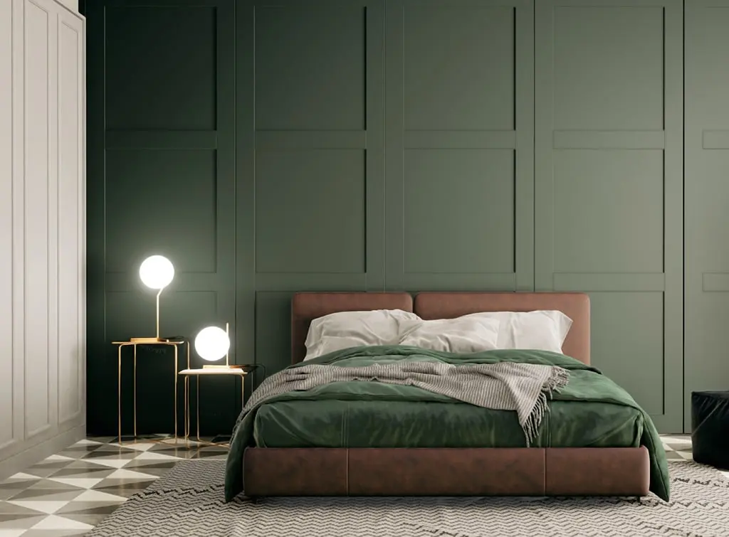 dark green bedroom scheme