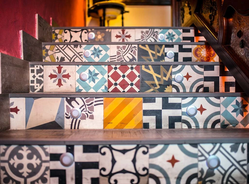 Mosaic tile staircase design ideas
