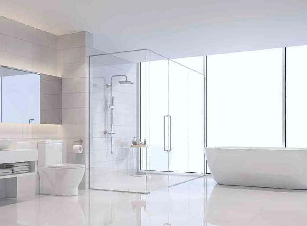 Minimalist white bathroom