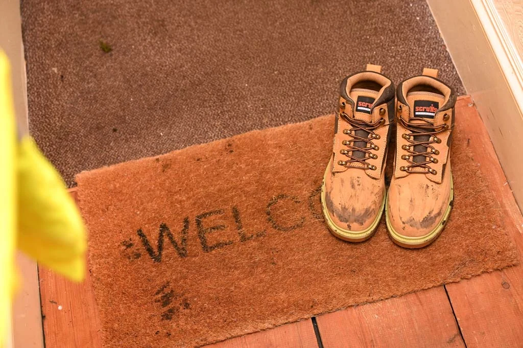 PPE workwear boots on mat