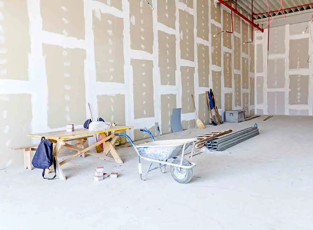 A room prepared for plastering
