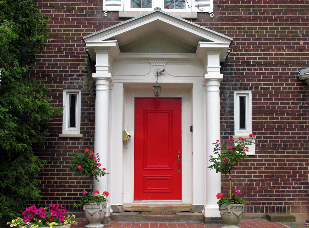 red front door porch ideas