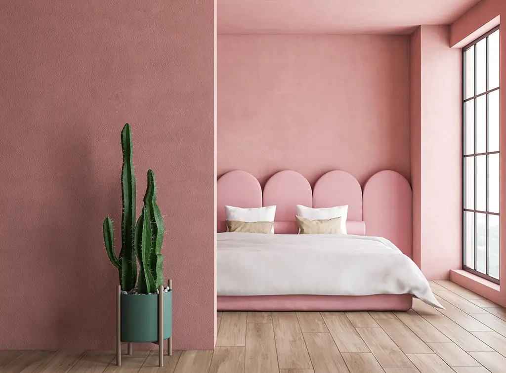Art Deco-inspired pink bedroom concept