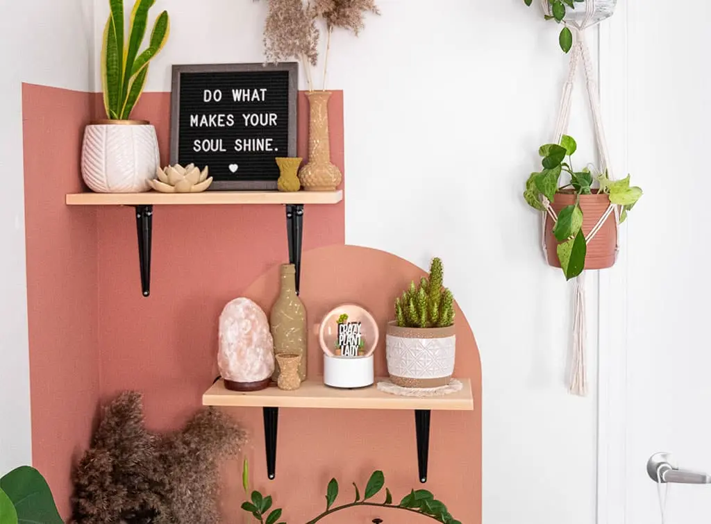 Living room shelving in an apartment