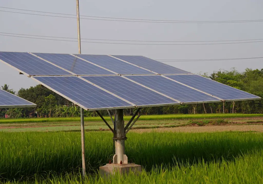 Solar panels powering irrigation pump resized