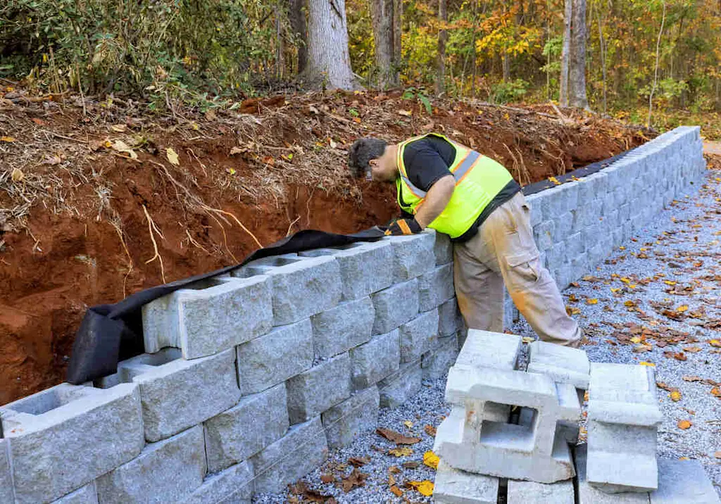 Breeze blocks being used in garden