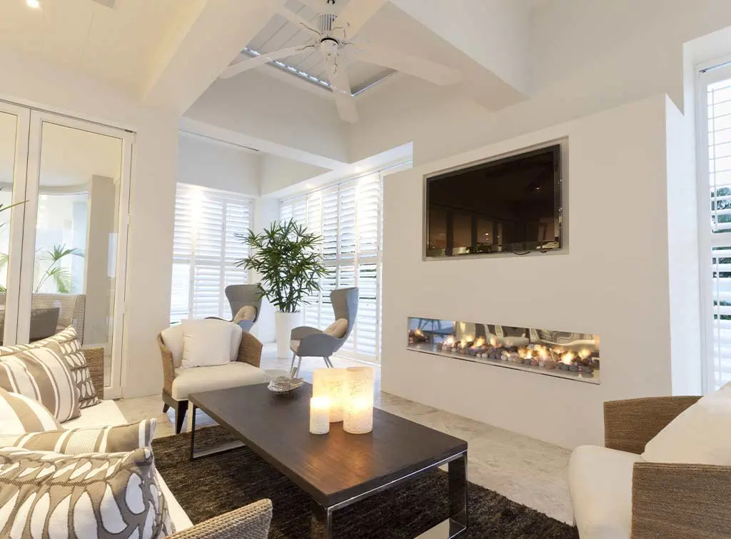 Media wall with fireplace