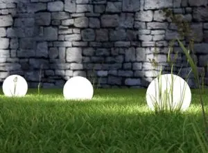 Light globes on lawn