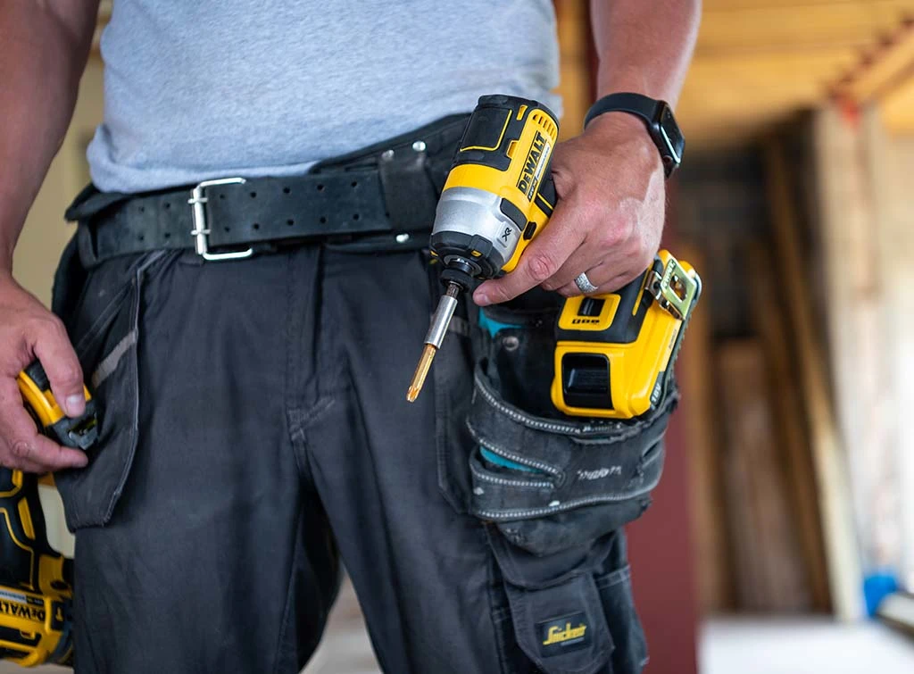 DeWalt cordless power tool in builder