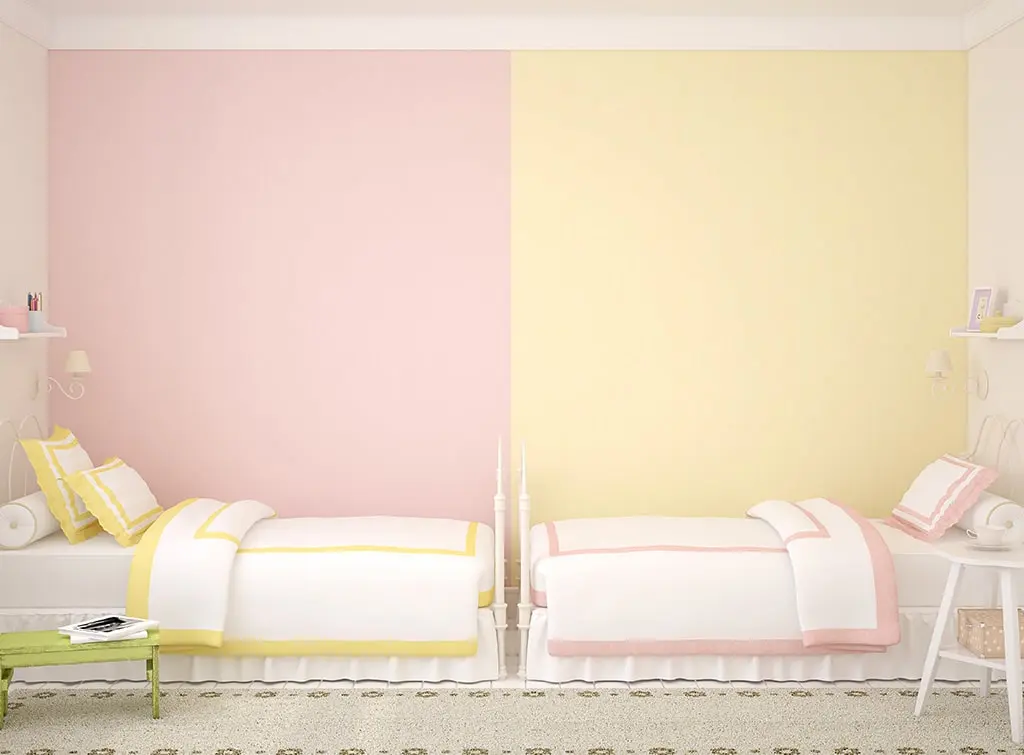 Pink and yellow bedroom AI-generated concept image