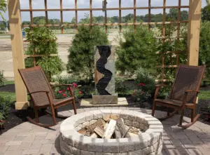 stone fire pit installation