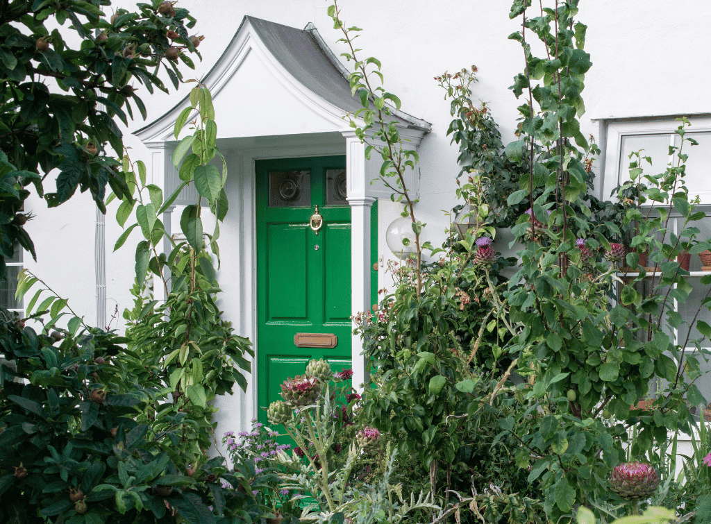 Forest green front door