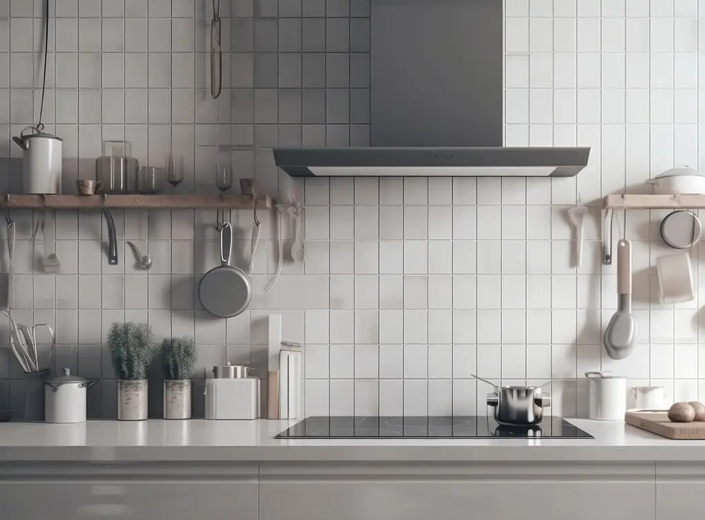 Vertical stacked tiles for kitchen wall