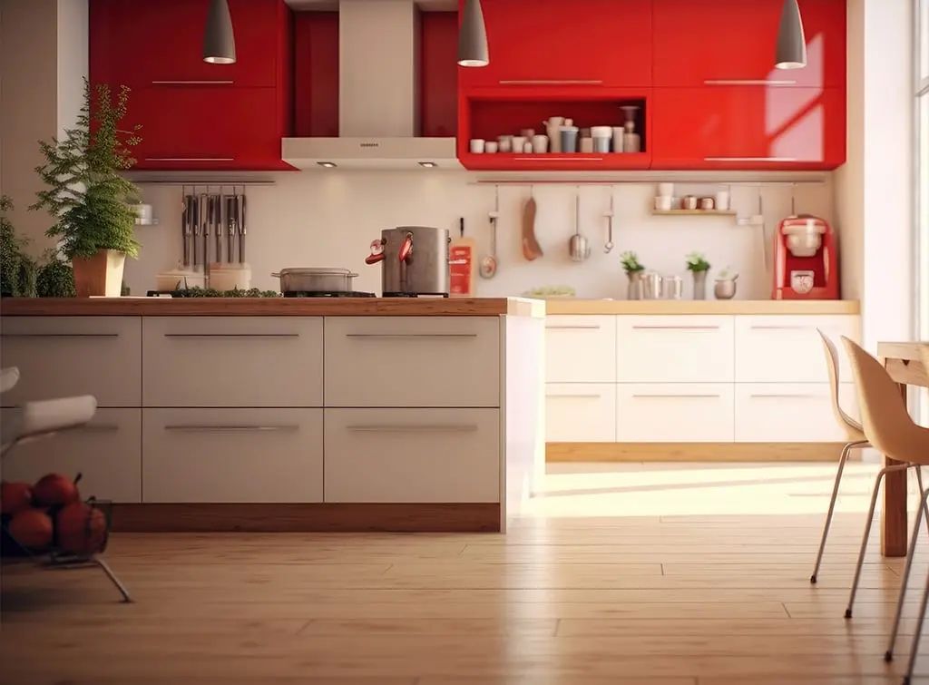 Red kitchen ideas cabinets