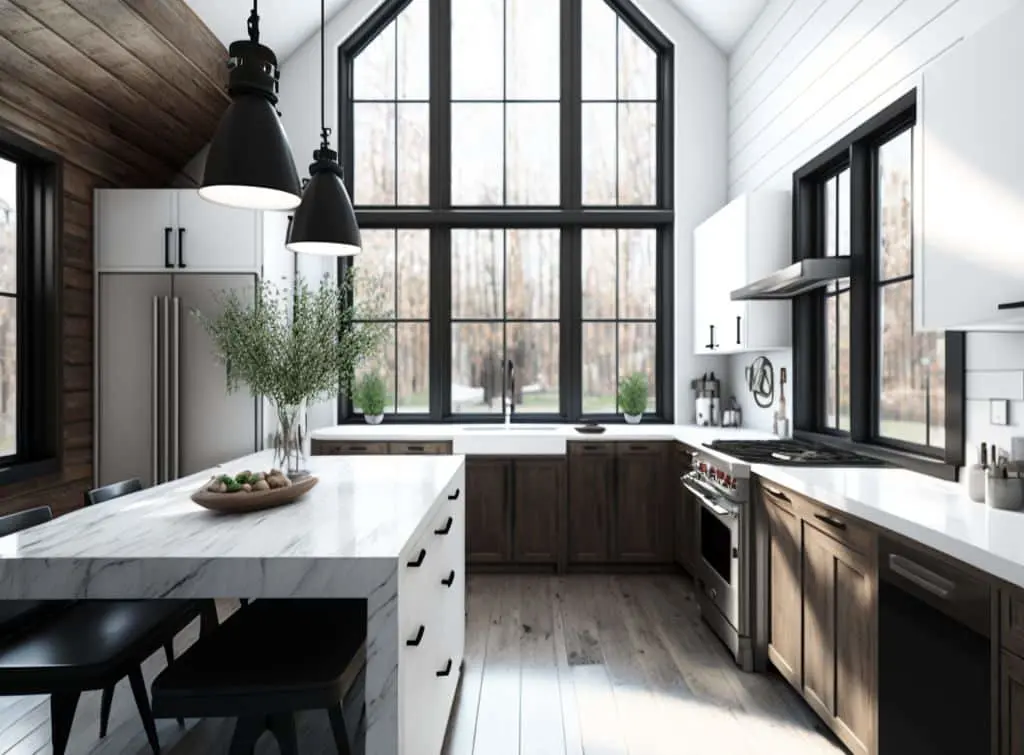 Concept image of an L shaped kitchen