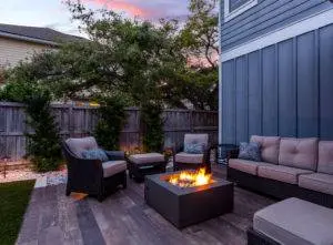 patio decking fire pit installation