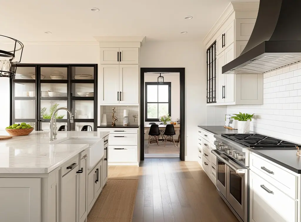 cream and black kitchen