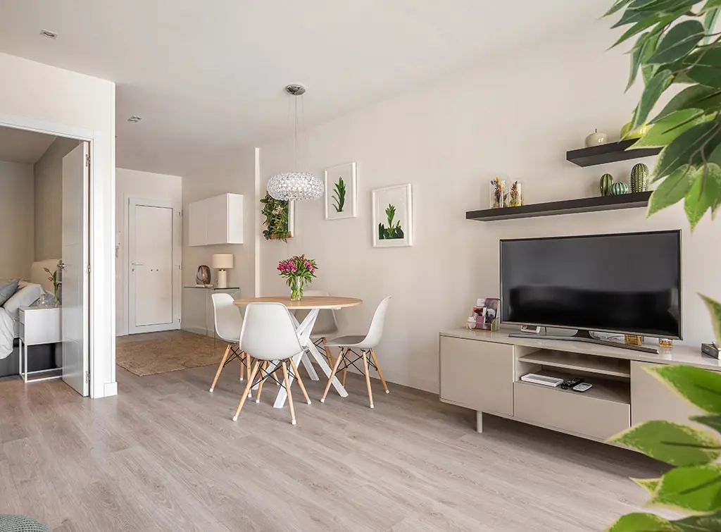 cream and white dining living space