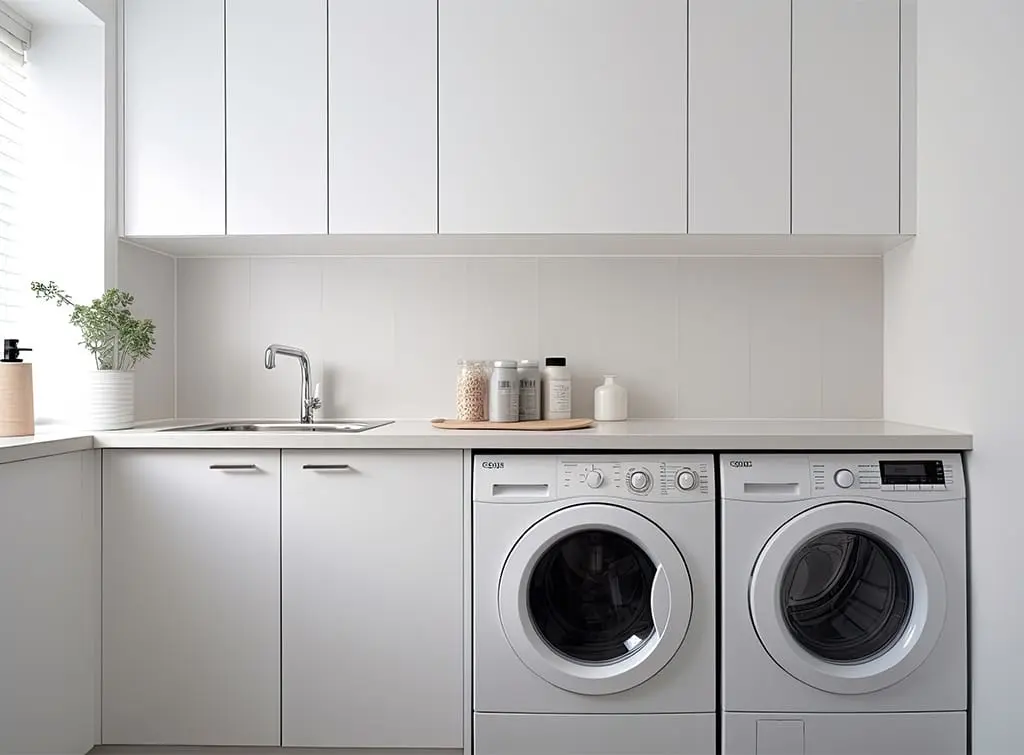 white washed utility room