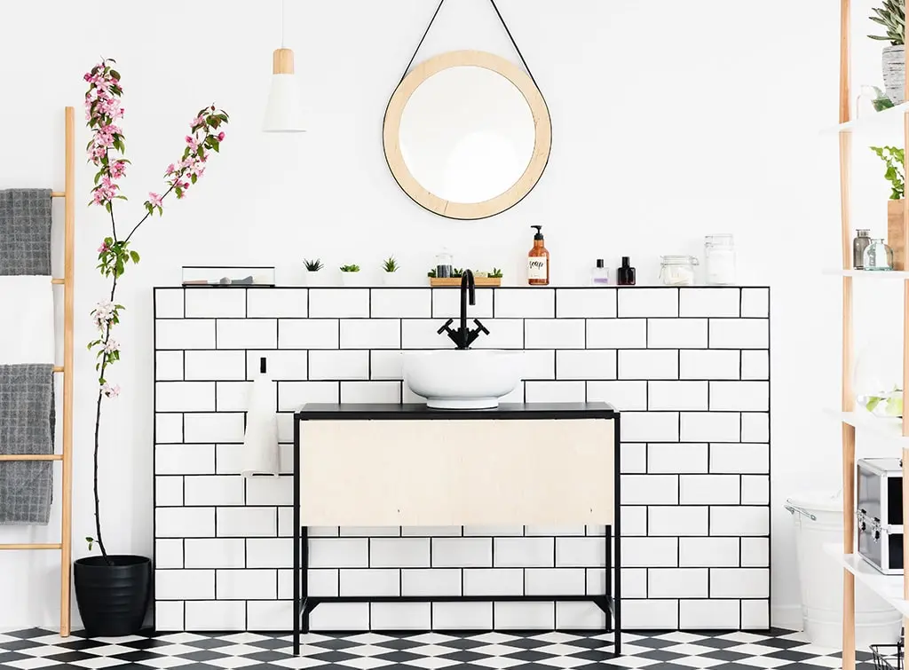 ladder storage in bathroom