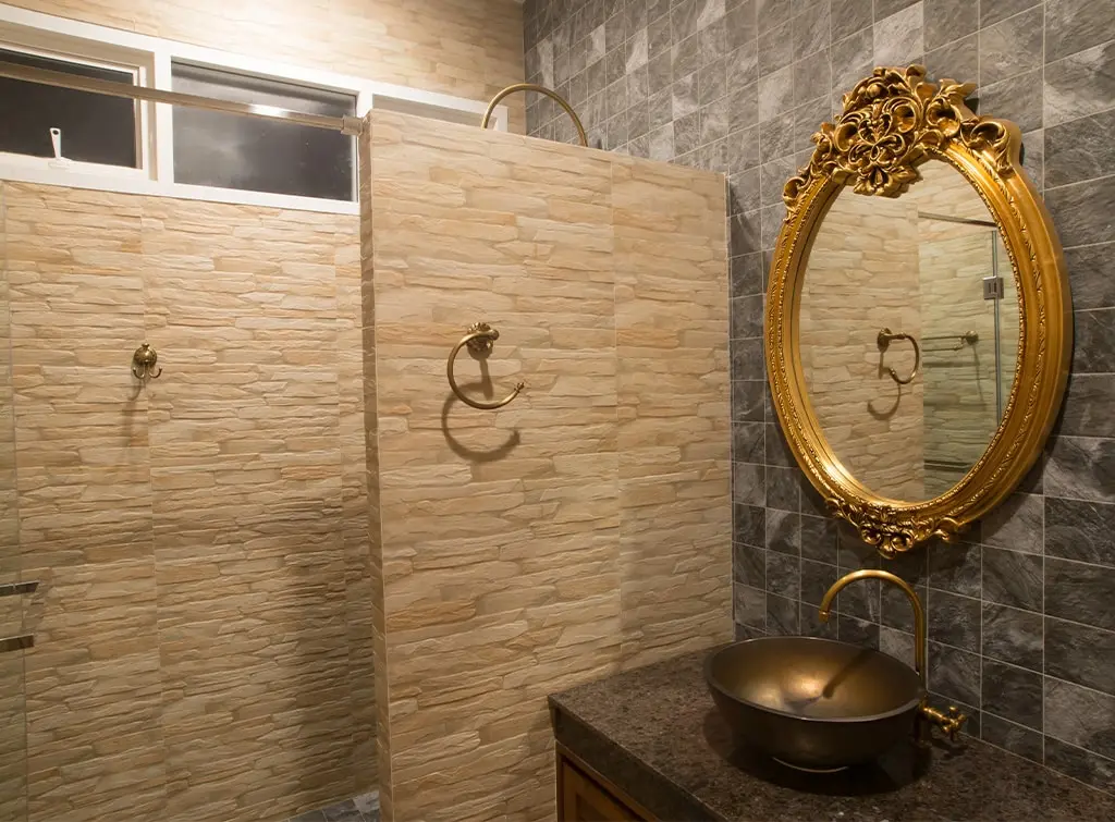 vintage gold bathroom mirror