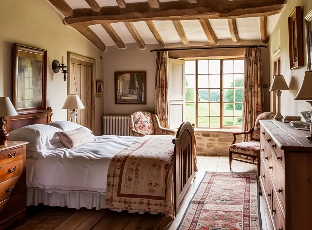 vintage bedroom with original radiator