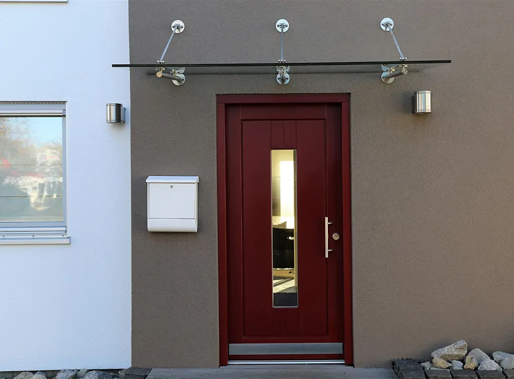 Front door canopy installation