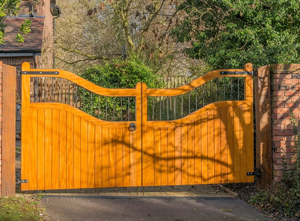 wooden driveway gate