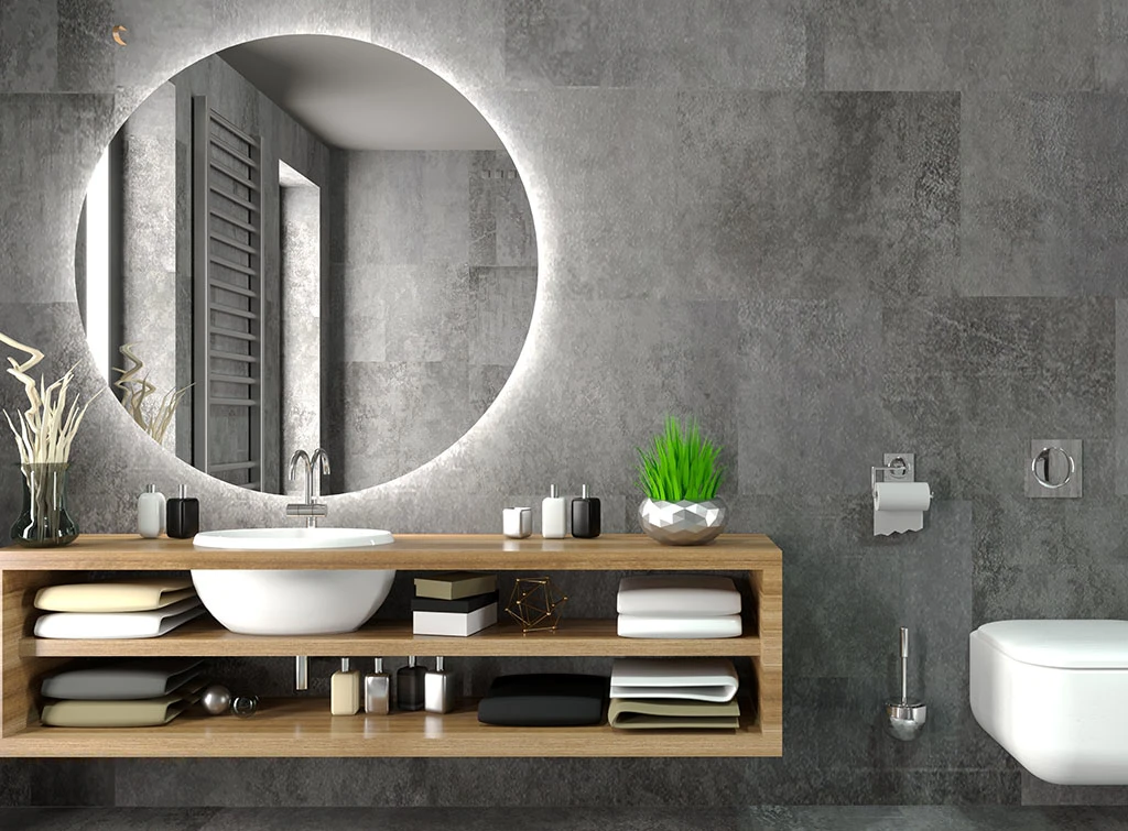 LED mirror in bathroom