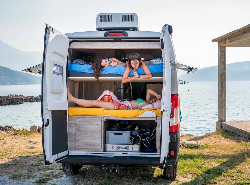 build in bunks at the back of your van