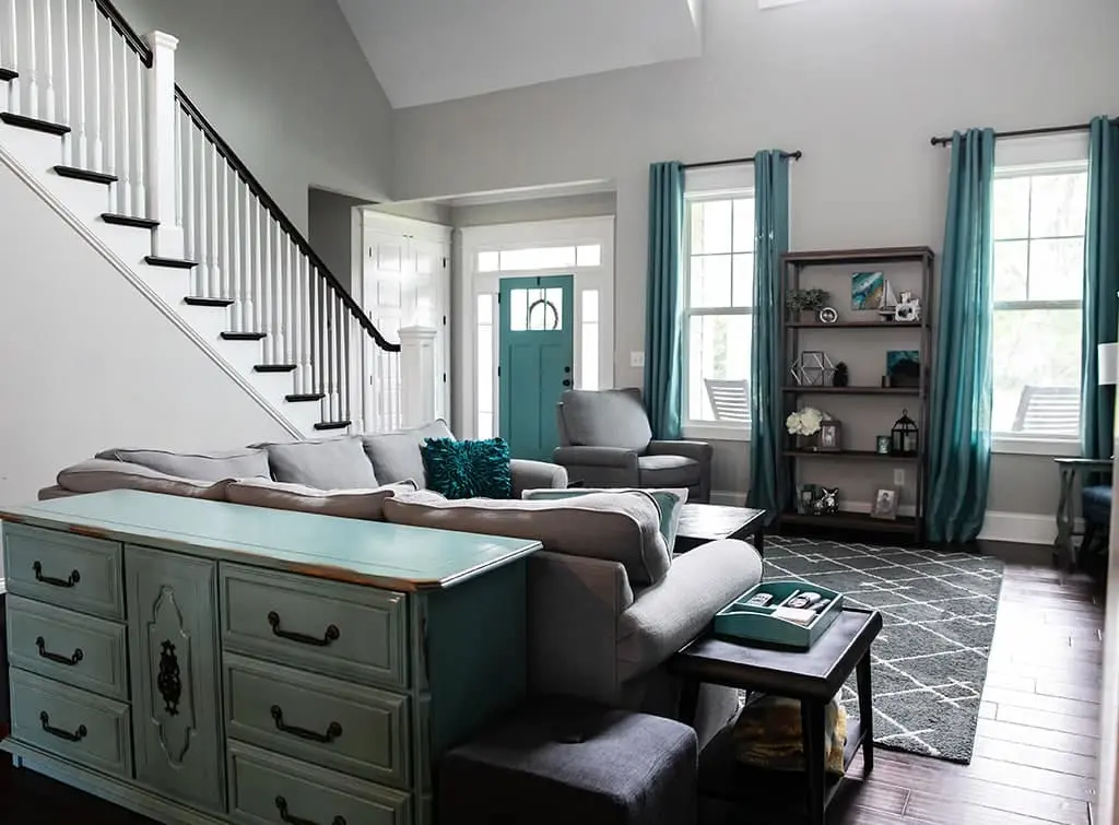 Teal front door