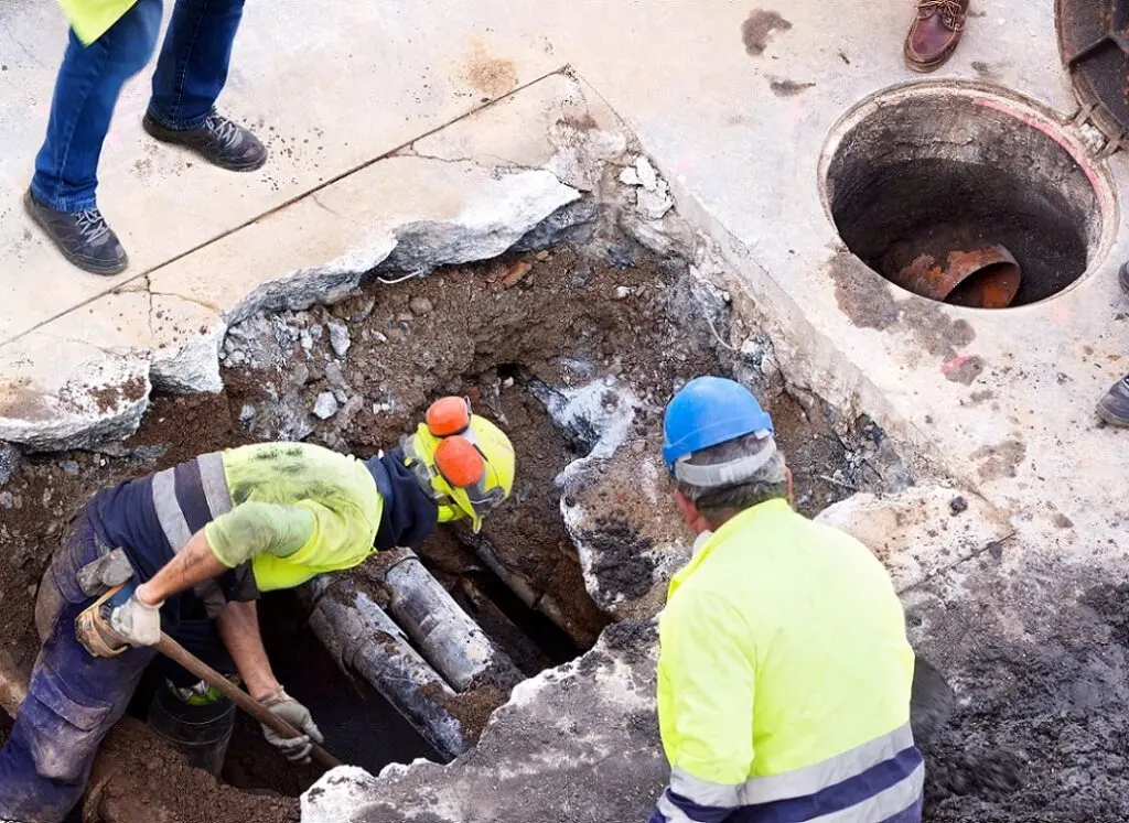 Who is responsible for a blocked sewage drain?