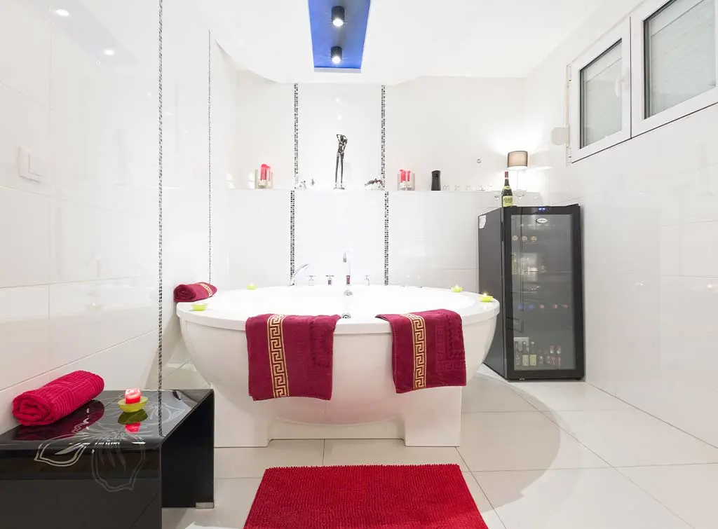 Budget small bathroom remodel with bathmats