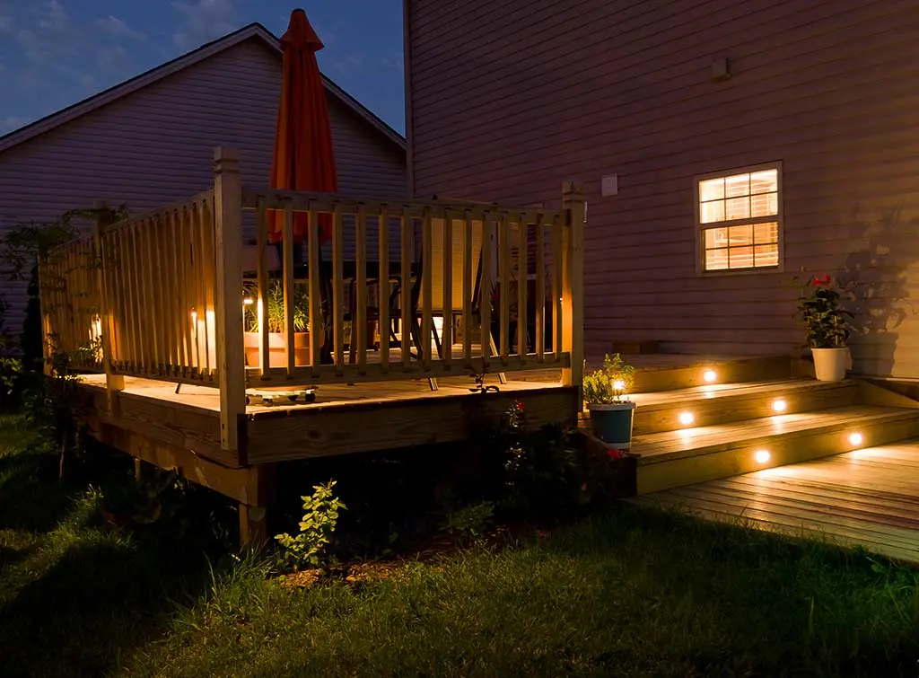 Timber garden steps with lighting