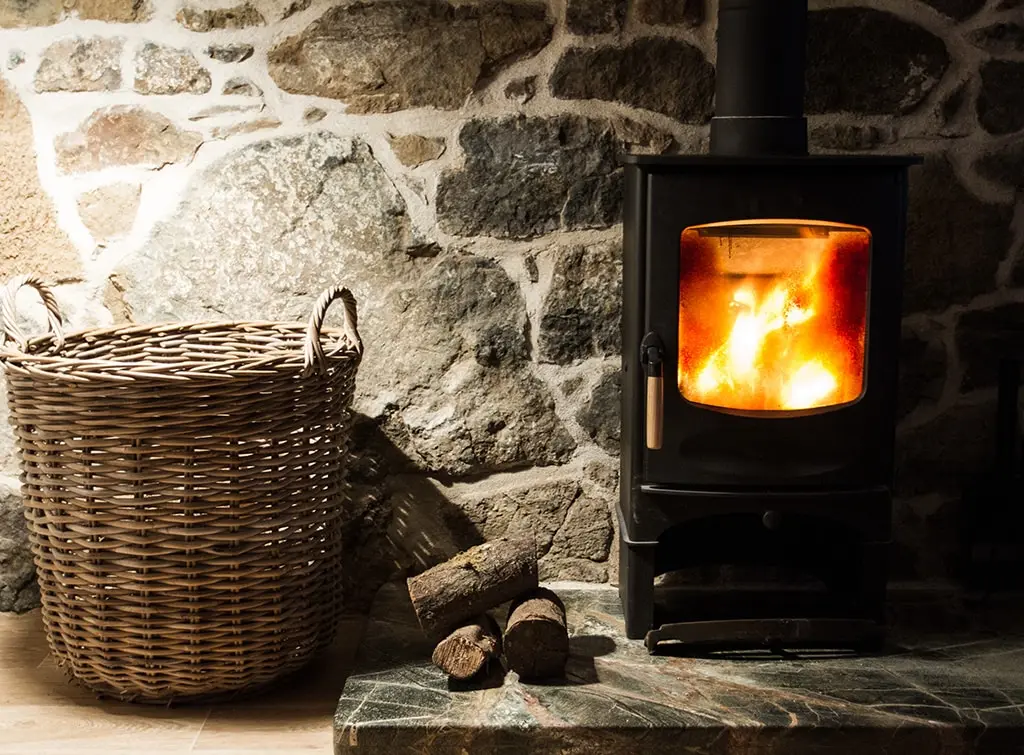 Wicker basket log storage