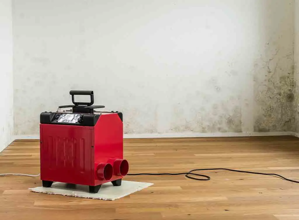 Commercial dehumidifier hired to dry out a room