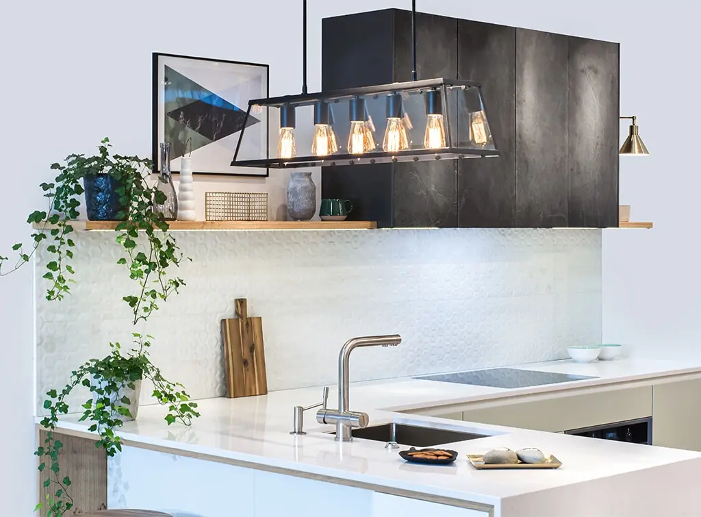 Task lighting above a kitchen worktop