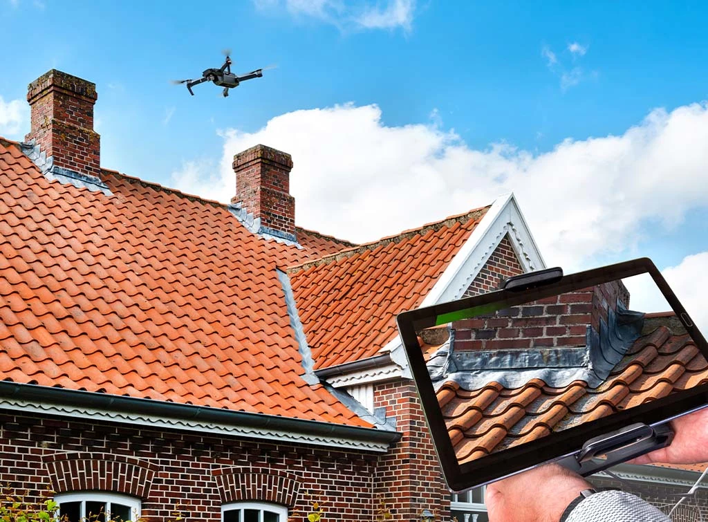 roof drone survey taking place with camera imagery