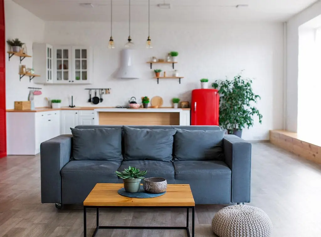 wall space in a kitchen living room