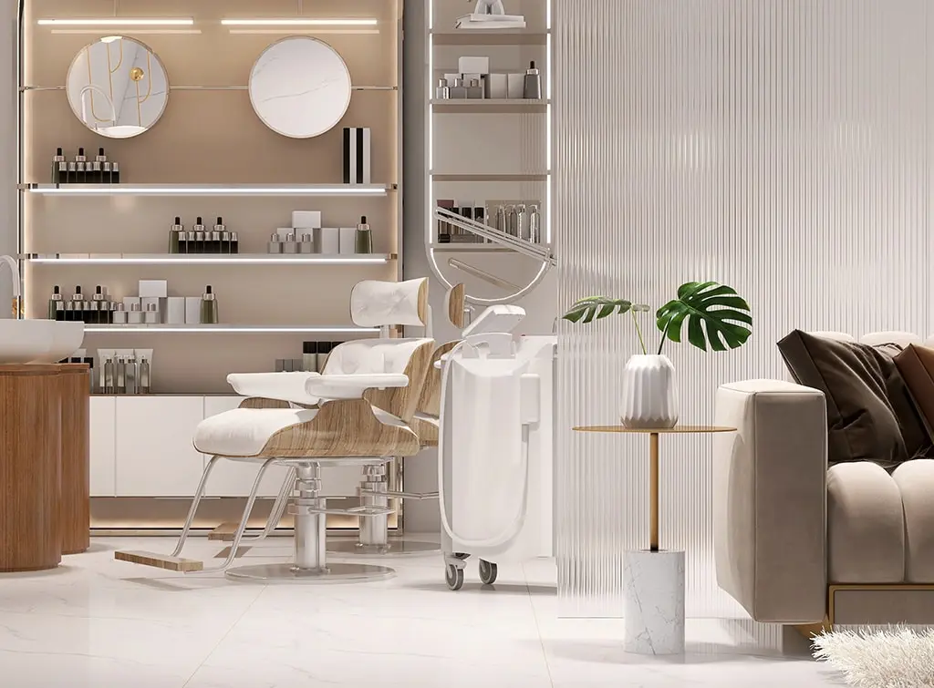 neutral colour scheme for salon design